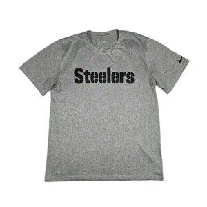 Mens Nike DriFit NFL Pittsburgh Steelers Short Sleeve T Shirt Gray Large